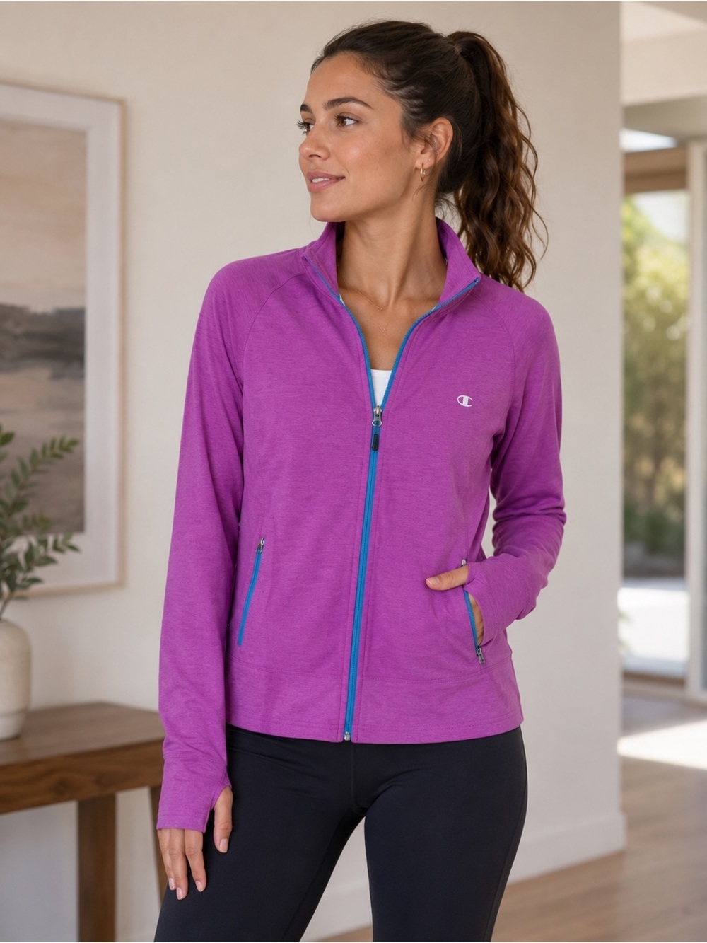 Champion Purple Athletic Jacket Size S Activewear Athleisure Workout Yoga Run